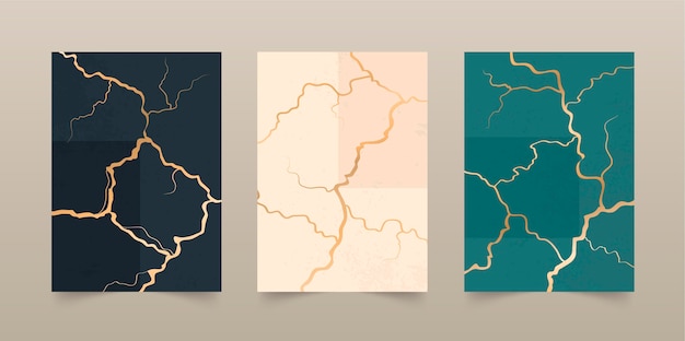 Realistic kintsugi cover collection