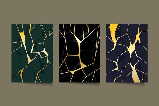 Realistic kintsugi cover collection