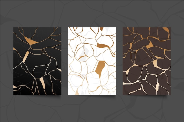 Free vector realistic kintsugi cover collection