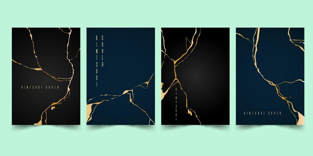 Realistic kintsugi cover collection