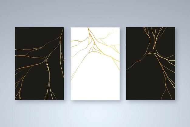 Realistic kintsugi cover collection