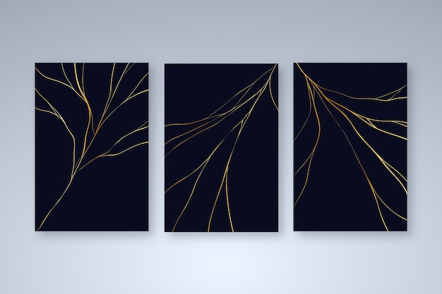 Realistic kintsugi cover collection