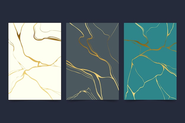 Free vector realistic kintsugi cover collection