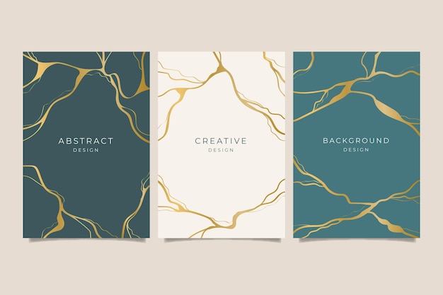 Realistic kintsugi cover collection