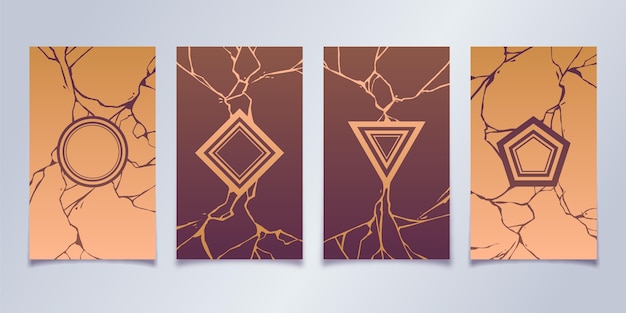 Realistic kintsugi cover collection