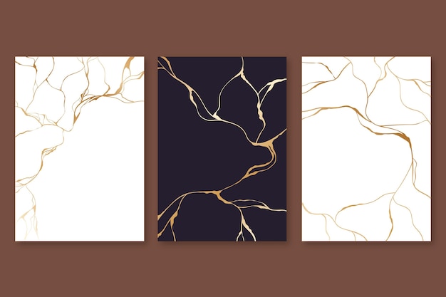 Realistic kintsugi cover collection