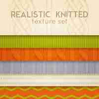 Free vector realistic knitted patterns horizontal layers