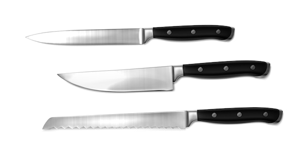 Realistic knives collection illustration