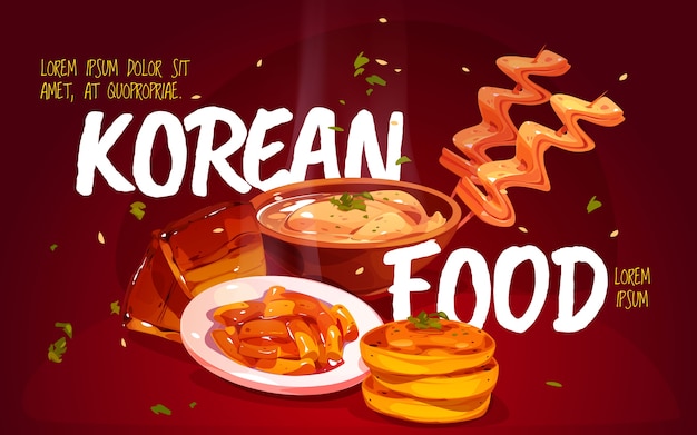 Realistic korean food banner design