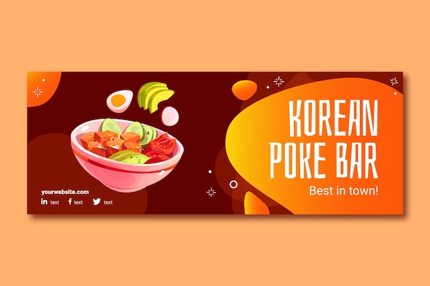 Vettore gratuito copertina facebook del ristorante coreano realistico