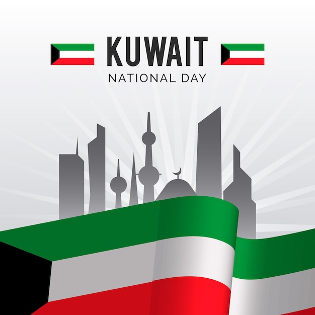 Free vector realistic kuwait national day