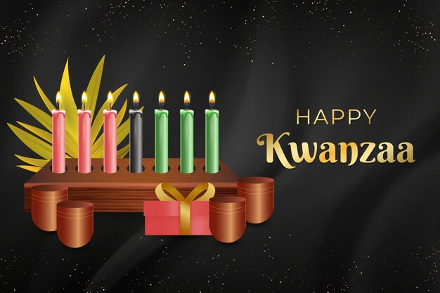 Realistic kwanzaa background