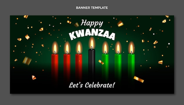 Free vector realistic kwanzaa horizontal banner