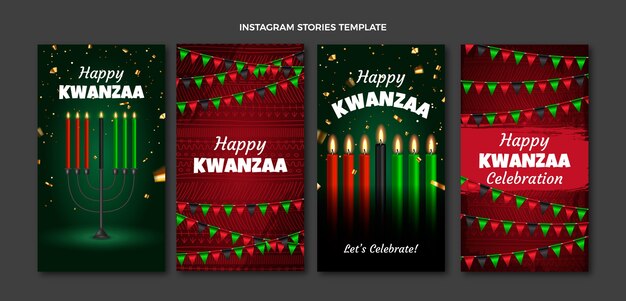 Realistic kwanzaa instagram stories collection