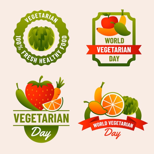 Realistic labels collection for world vegetarian day