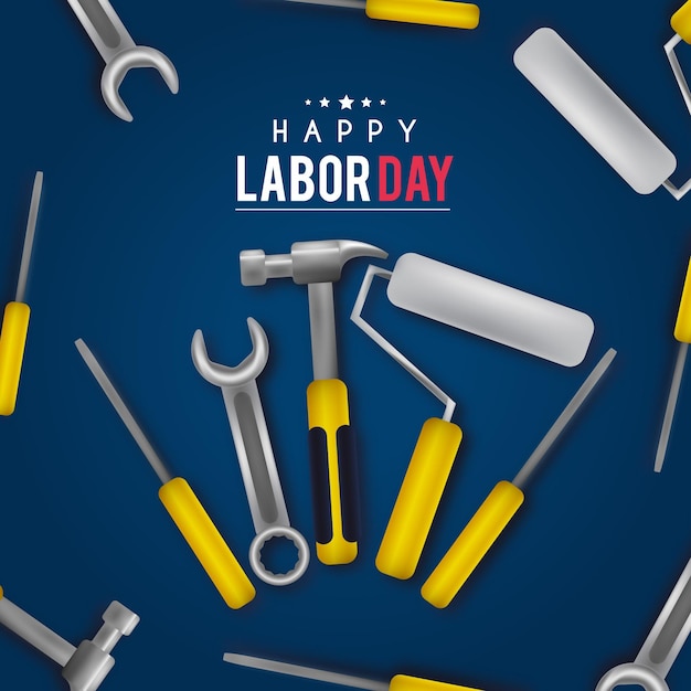 Realistic labor day background with tools