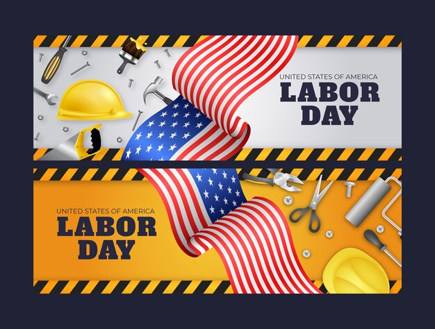 Free vector realistic labor day banner set