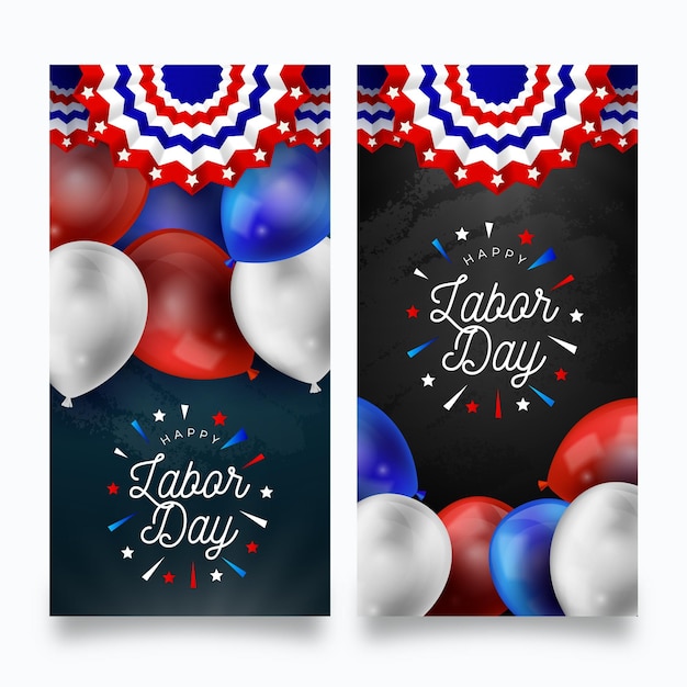 Realistic labor day banners