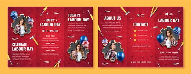 realistic labor day brochure template