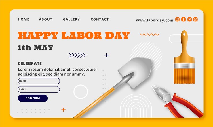 Free Vector realistic labor day landing page template