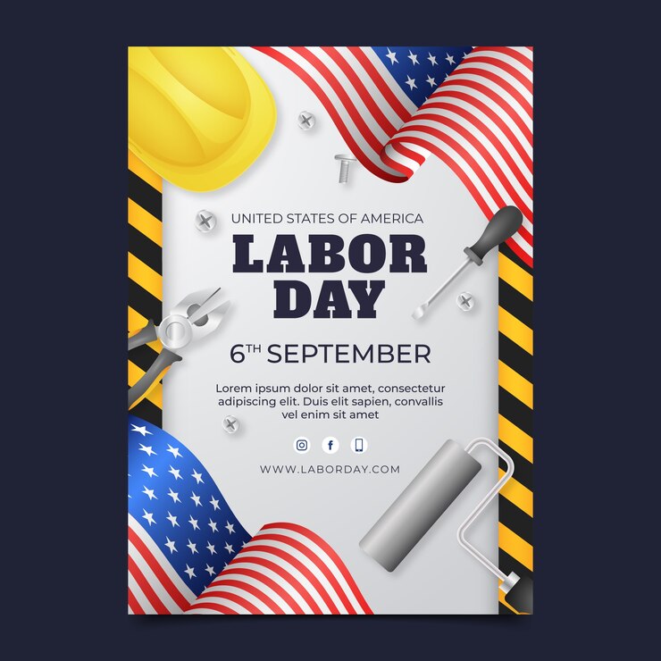 Free Vector realistic labor day poster or flyer