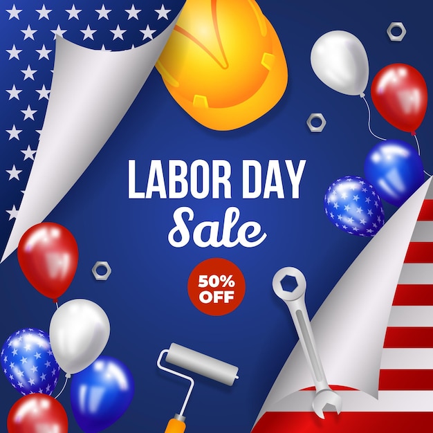 Realistic labor day sale illustration