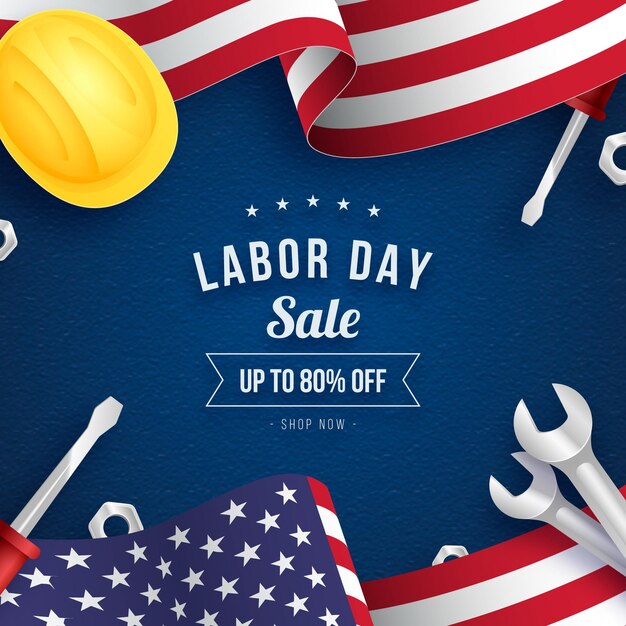 Realistic labor day sale illustration