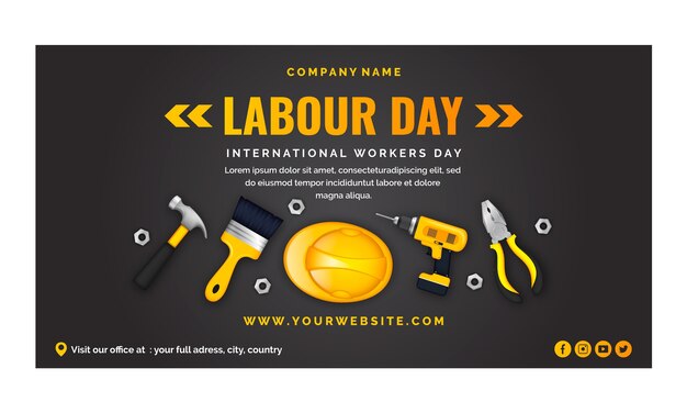 Realistic labor day social media promo template