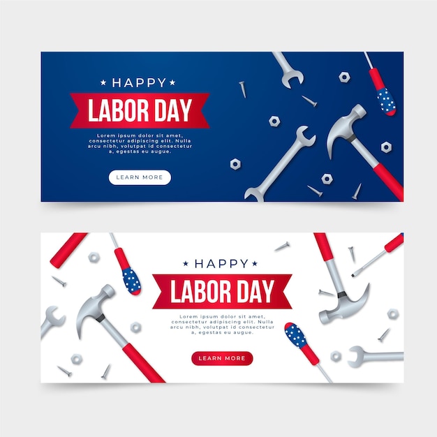 Vettore gratuito banner realistici della festa del lavoro (usa)