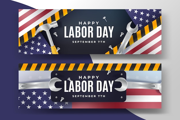 Free vector realistic labor day usa banners