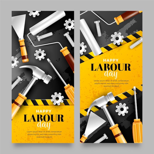 Free vector realistic labour day banners