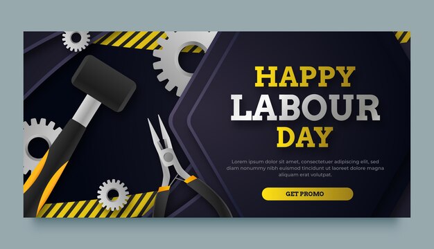 Realistic labour day horizontal banner template