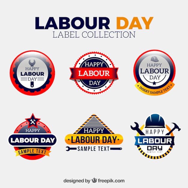 Realistic labour day labels