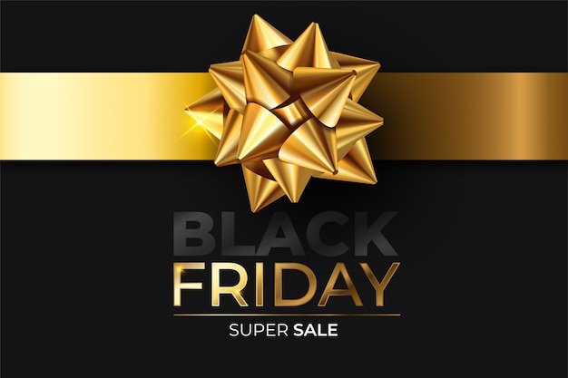 Free vector realistic lack friday banner in black and golden