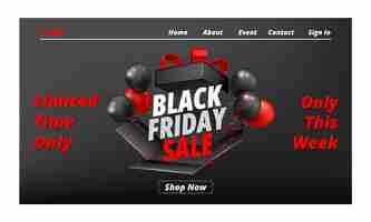 Free vector realistic landing page template for black friday sales