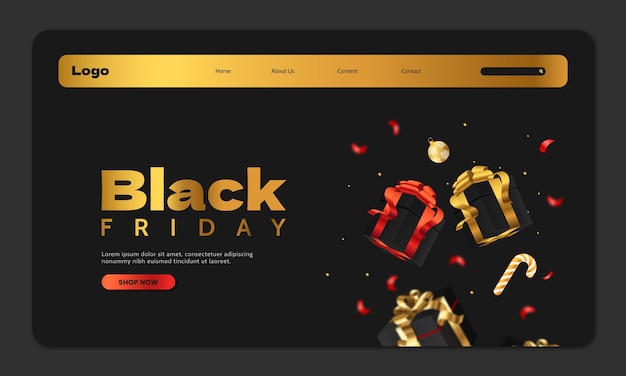 Free vector realistic landing page template for black friday sales