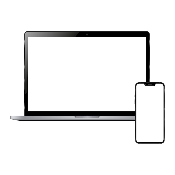 Free Vector realistic laptop with smartphone