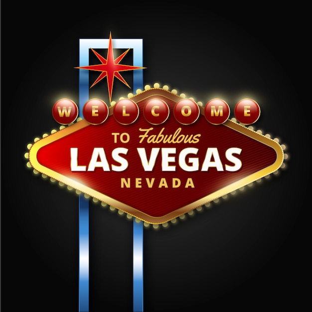 Vettore gratuito design realistico del segno di las vegas