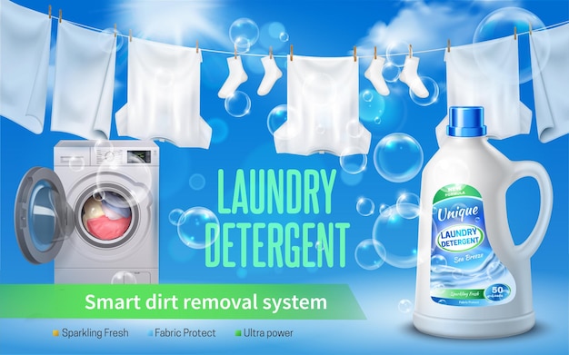 Free vector realistic laundry detergent ad