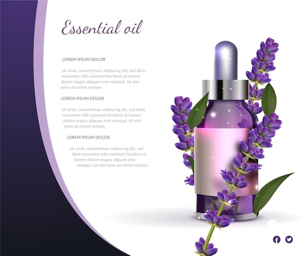 Free vector realistic lavender essential oil commercial template