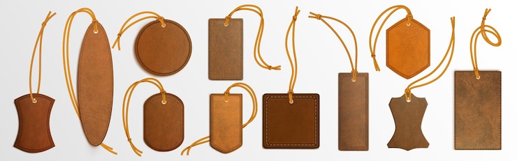 Free Vector realistic leather labels on strings