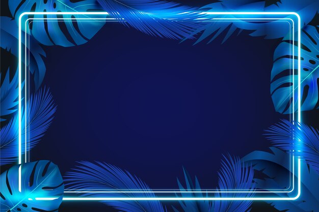 Realistic leaves with neon frame