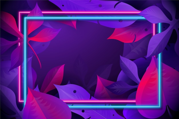 Realistic leaves with neon frame