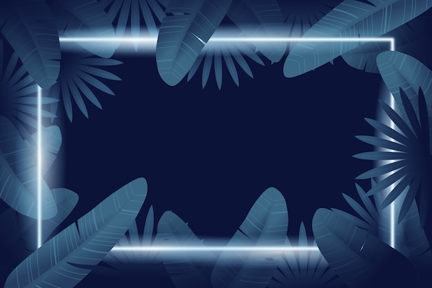 Бесплатное векторное изображение Реалистичные листья с неоновой рамкой