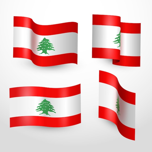 Realistic lebanese flags pack