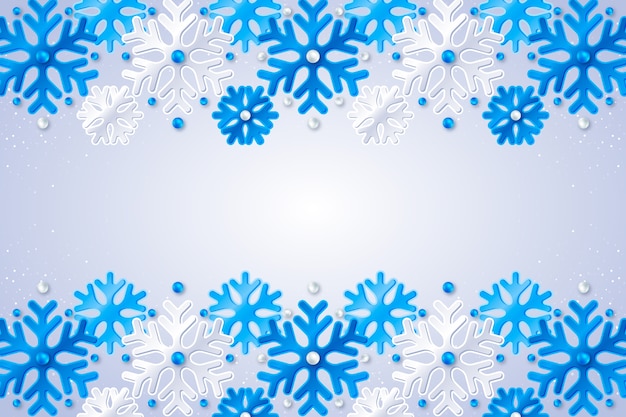 Free vector realistic light blue snowflake border