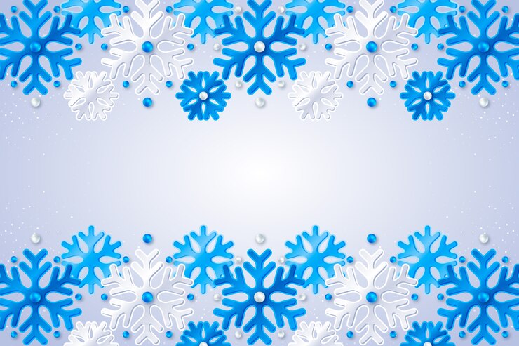 Free Vector realistic light blue snowflake border