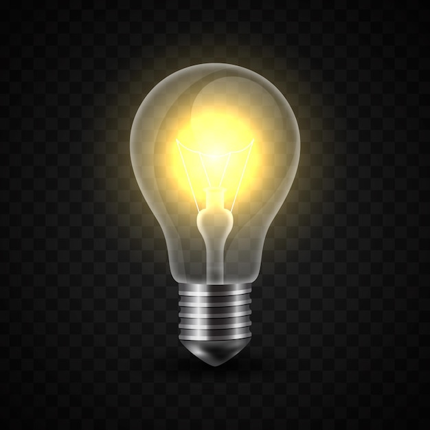 Free vector realistic light bulb with electricity