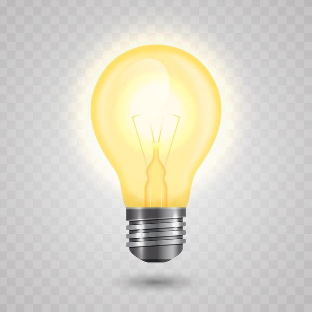 Realistic light bulb with electricity