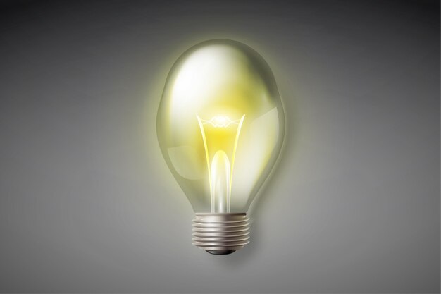 Realistic light bulb with electricity